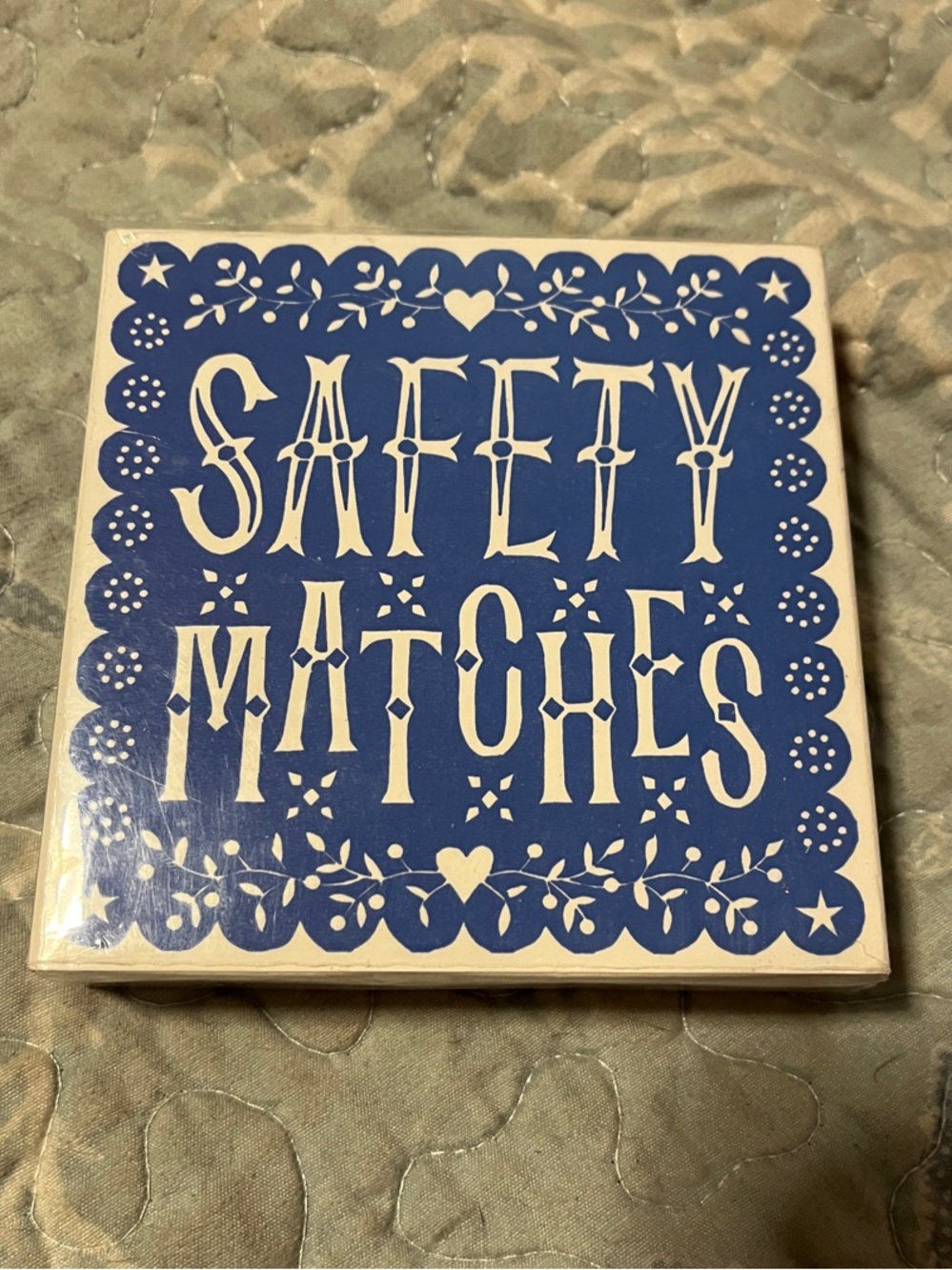 Safety Matches Decorative Matchbox - Blue and Cream